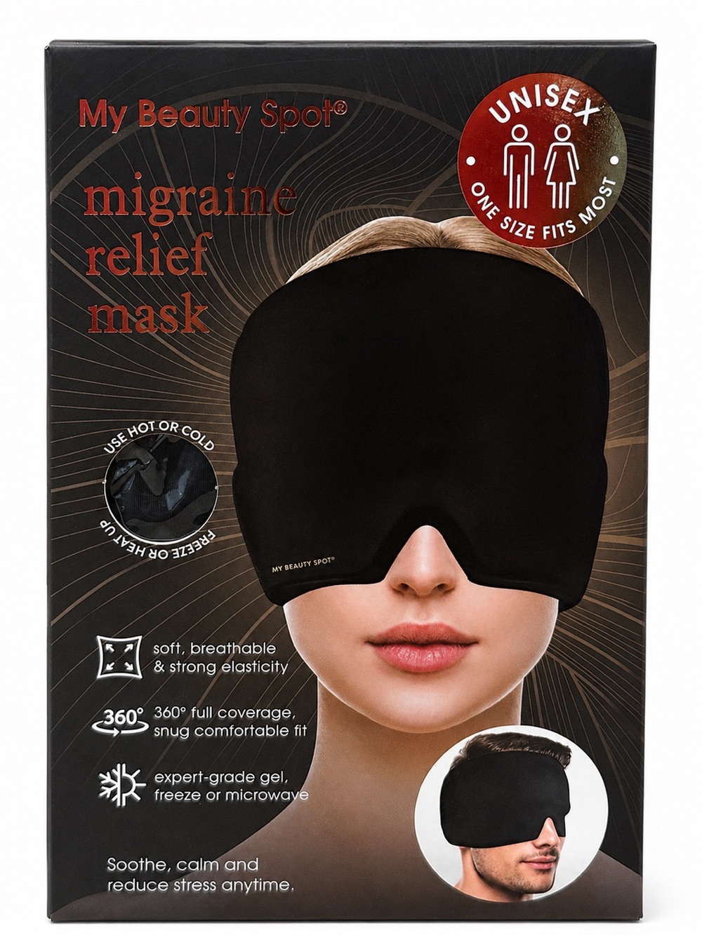My Beauty Spot Unisex Migraine Relief Mask - Soothing Hot/Cold Therapy